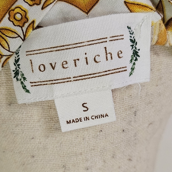 Loveriche Yellow Multi-Color Baroque V-Neckline Front Slit Maxi Dress,Small - Picture 14 of 15